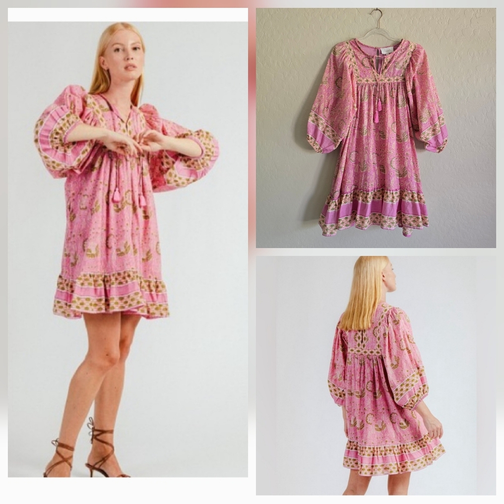 Cleobella Magdalena Mini Dress in Wildflower Pink‎ Size Medium